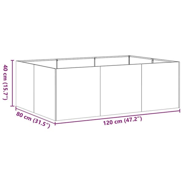 vidaXL Planteringskärl svart 120x80x40 cm stål