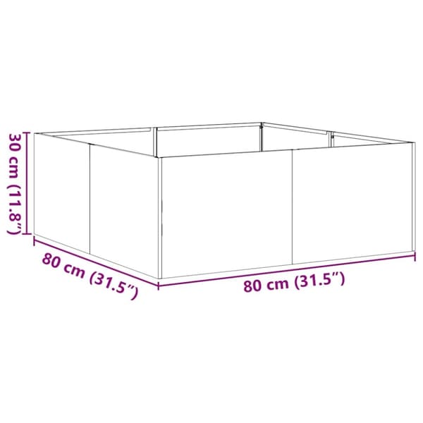 vidaXL Plantekasse 80x80x30 cm rustfritt stål