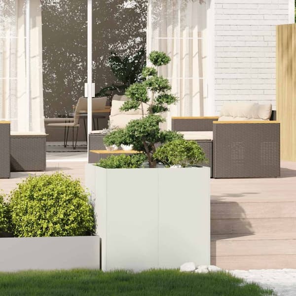 vidaXL Planteringskärl vit 80x80x80 cm stål