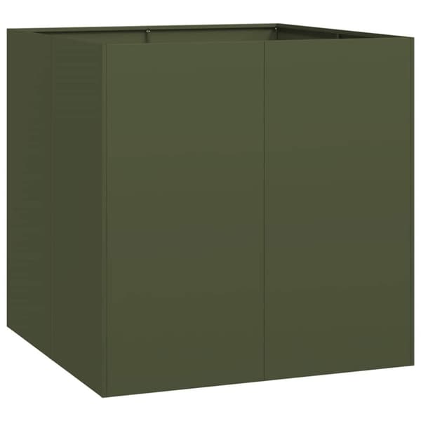 vidaXL Plantekasse olivengrønn 80x80x80 cm stål