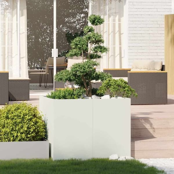 vidaXL plantekasse 100x100x80 cm stål hvid