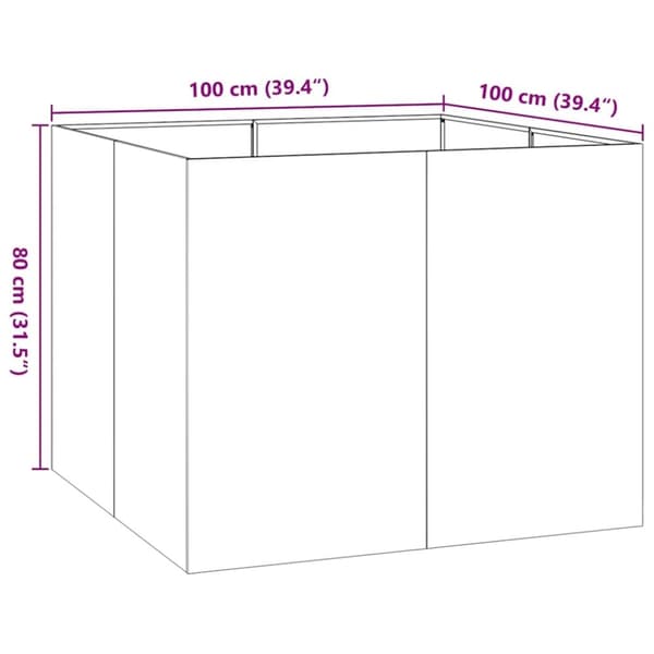 vidaXL plantekasse 100x100x80 cm stål hvid