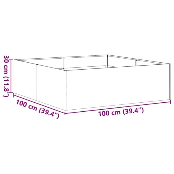 vidaXL plantekasse rustfarvet 100x100x30 cm forvitringsstål