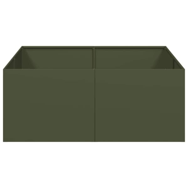 vidaXL Planteringskärl olivgrön 100x100x40 cm stål