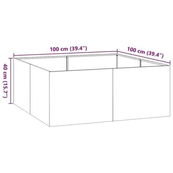 vidaXL Planteringskärl olivgrön 100x100x40 cm stål