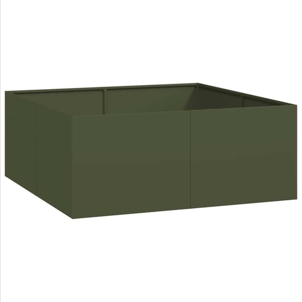 vidaXL Planteringskärl olivgrön 100x100x40 cm stål
