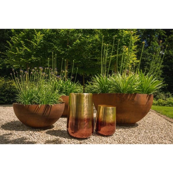Rootz Tofarvet messing plantekasse - Dekorativ potte - Indendørs planteholder - Luksuriøst design - 35 cm x 35 cm x 55 cm