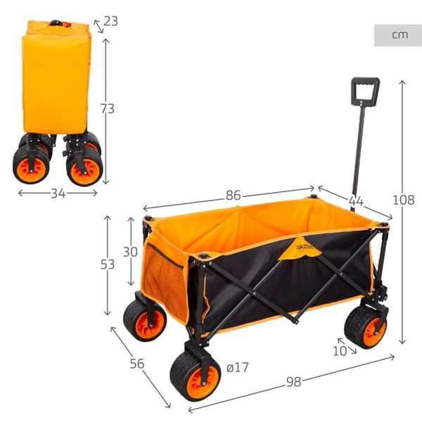 Multifunktionel vogn Aktive Orange Polyester PVC Stål 86 x 108 x 44 cm Foldbar Strand