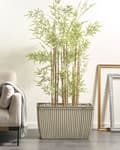 Miniatyrbillede 2 af 8: Plantekrukke Beige Polyresin 73 x 32 cm Krukke til Planter Indendørs Blomsterkrukke Udendørs Urtepotte Haven Rektangulær Gulvkrukke