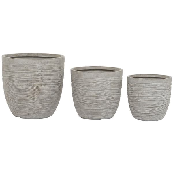 Sæt af planteredskaber Home ESPRIT Beige Glasfiber Magnesium 45 x 45 x 43 cm (3 enheder)