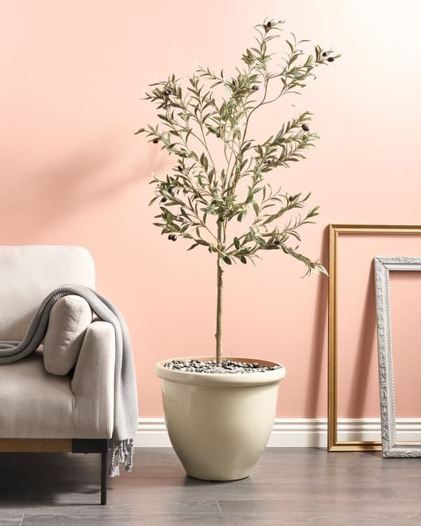 Plantekrukke Beige Polyresin Ø 49 cm Krukke til Planter Indendørs Blomsterkrukke Udendørs Urtepotte Haven Urtepotteskjuler Gulvkrukke