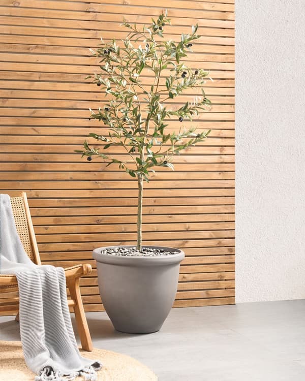 Plantekrukke Grå Polyresin Ø 49 cm Krukke til Planter Indendørs Blomsterkrukke Udendørs Urtepotte Haven Urtepotteskjuler Gulvkrukke
