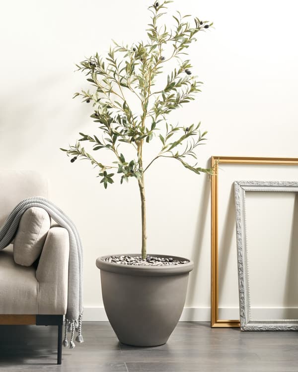 Plantekrukke Grå Polyresin Ø 49 cm Krukke til Planter Indendørs Blomsterkrukke Udendørs Urtepotte Haven Urtepotteskjuler Gulvkrukke