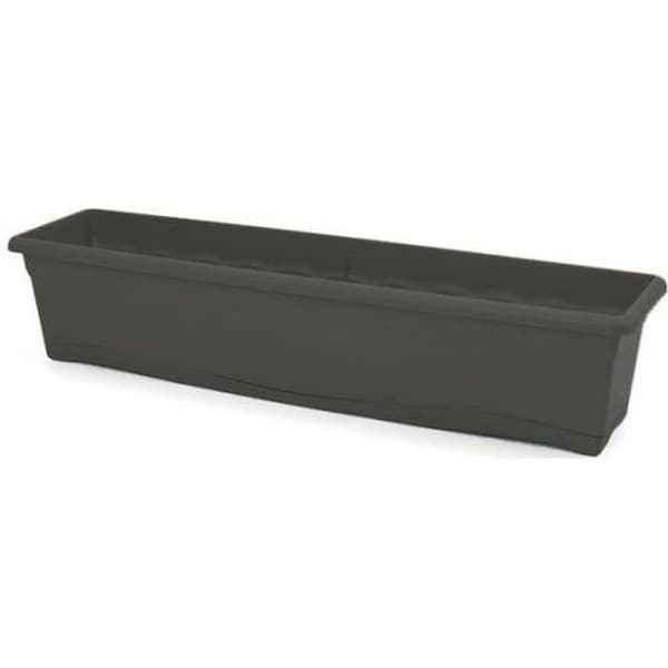 PLASTIKEN Rektangulär kruka - 80 X 20 cm med bricka - Antracit