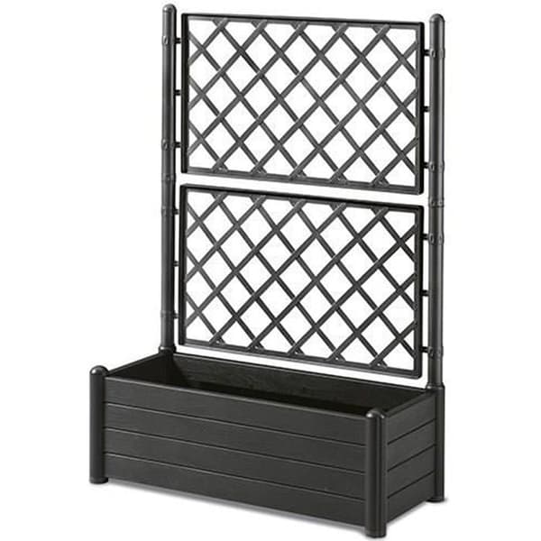 STEFANPLAST Rektangulär kruka med spaljé - Träfinish - 100 x 43 x H 142 cm - 80 L - grafit