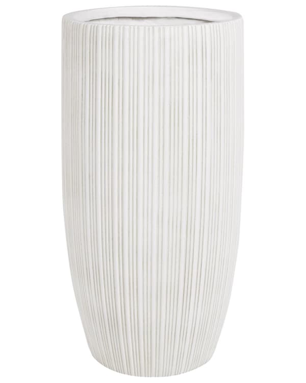 Plantepotte Beige 35x35x70 cm MgO Rund Nålestripe Innendørs Utendørs Værbestandig