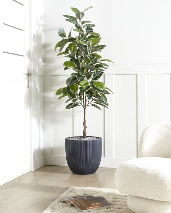 Plantepotte Grafittgrå 42x42x39 cm MgO Rund Nålestripe Innendørs Utendørs Værbestandig