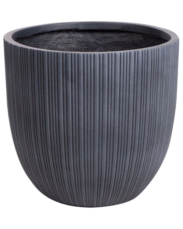 Plantepotte Grå 42x42x39 cm MgO Rund Nålestripe Innendørs Utendørs Værbestandig