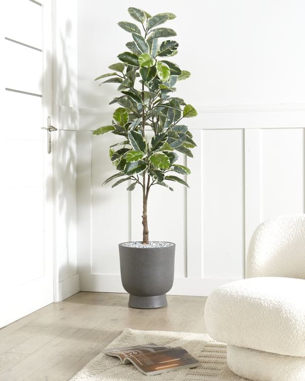 Plantepotte Mørkegrå 36x36x39 cm MgO Round Terrazzo Effect Innendørs Utendørs Værbestandig