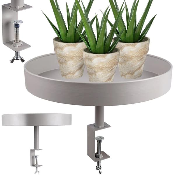 Blomsterstander i gråt metal, 36 cm