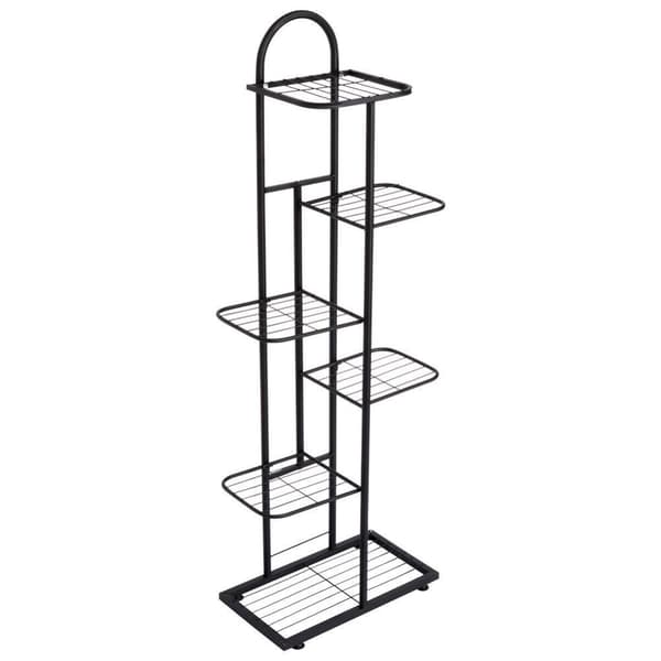 6-lags blomsterstativ til urtepotter, sort metal, 118 cm