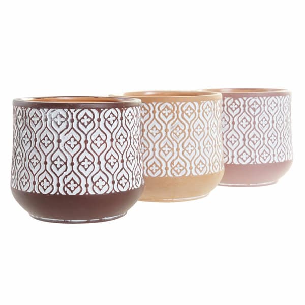 Kruka DKD Home Decor Brun Terrakota n Korall (14 x 14 x 12.4 cm) (3 pcs)