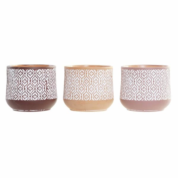 Urtepotte DKD Home Decor Brun Terrakotta Koral (14 x 14 x 12.4 cm) (3 pcs)