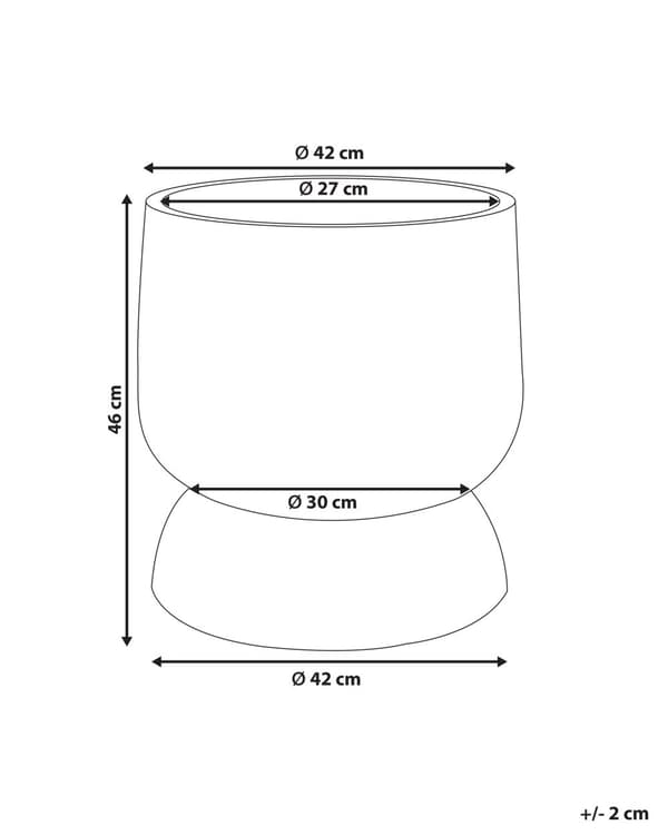 Plantekrukke Grå 42x42x46 cm MgO Rund Betoneffekt Indendørs Udendørs Vejrbestandig