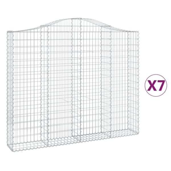 Gabion bågformad 7 st 200x30x160/180 cm galvaniserat järn