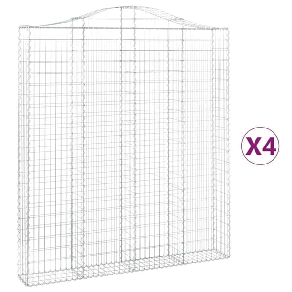 Gabioner bågformade 4 st 200x30x220/240 cm galvaniserat järn