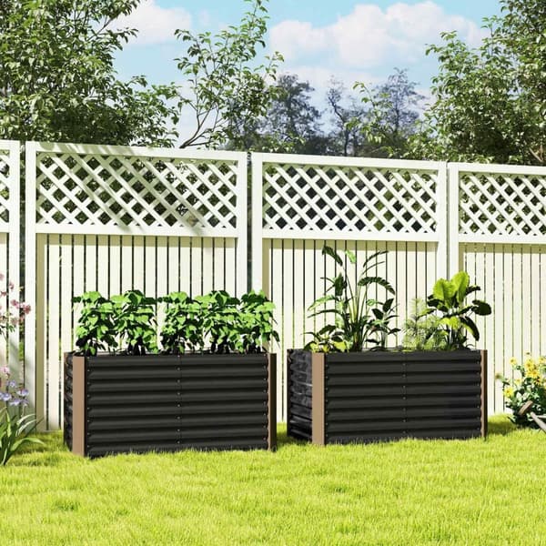 Rootz upphöjd sänguppsättning med 2 växtlådor - Extra Deep - Metal Planters - Främjar rottillväxt - 120 x 60 x 60 cm - Grå