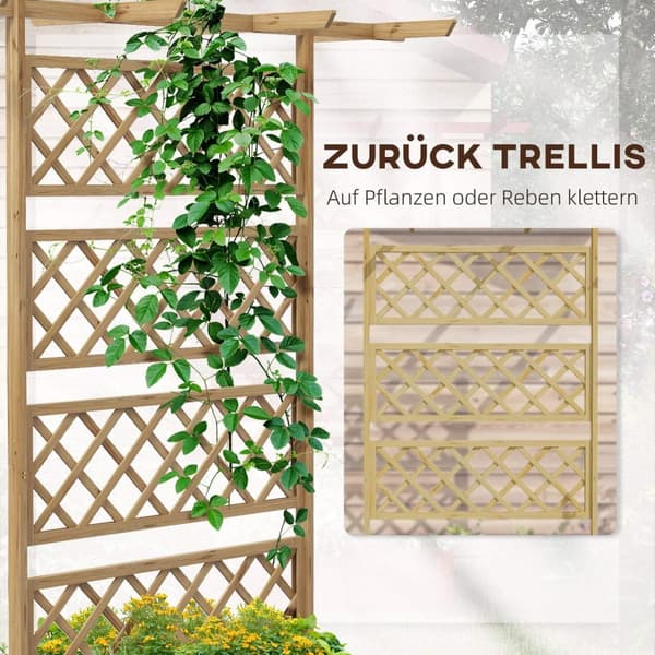 Rootz Plant Box With Trellis - Climbing Plant Box - Upphöjd balkongbädd - Stark gran trä - 160 cm x 55 cm x 183 cm