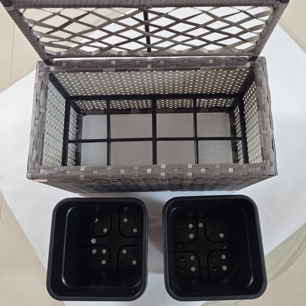 Rootz Plant Pot med Trellis - Planter med ramme - Polyrattan Plant Container - Vejrbestandig - 57 x 30 x 107 cm - Grå