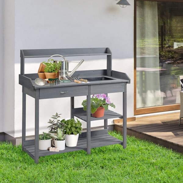 Rootz Træplantebord - Havebord - Plantningsbænk - Rigelig opbevaring - 115L x 45W x 121H cm