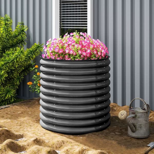 Rootz Metal Planter - Kukkaruukku - Puutarhavuode - Turvareuna ja käsineet - Parannettu viemäröinti - 160x80x80cm - tummanharmaa