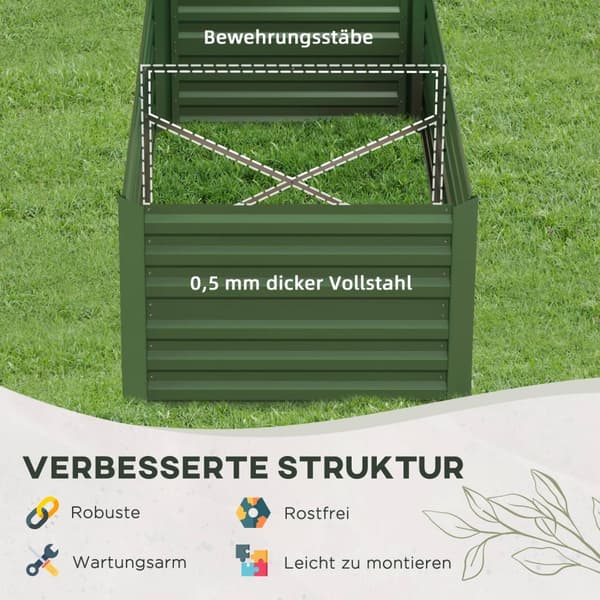 Rootz upphöjd trädgårdsbädd - Planter Box - Flower Bed - Longevity Garanterad - 180 cm x 90 cm x 59 cm