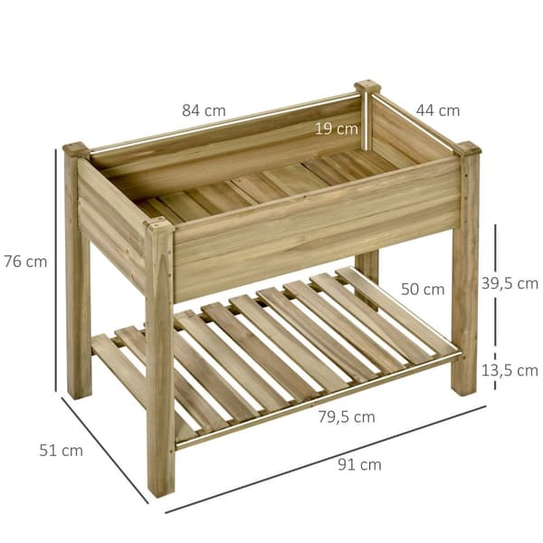 Rootzin kohotettu puinen istutus - puutarhakerros - puinen kukkarasia - selkäystävällinen muotoilu - 91L x 51W x 76h cm