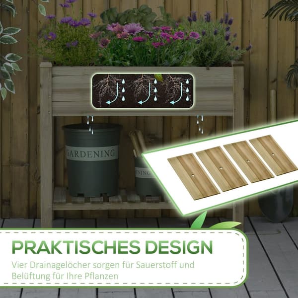 Rootzin kohotettu puinen istutus - puutarhakerros - puinen kukkarasia - selkäystävällinen muotoilu - 91L x 51W x 76h cm