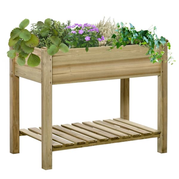 Rootzin kohotettu puinen istutus - puutarhakerros - puinen kukkarasia - selkäystävällinen muotoilu - 91L x 51W x 76h cm