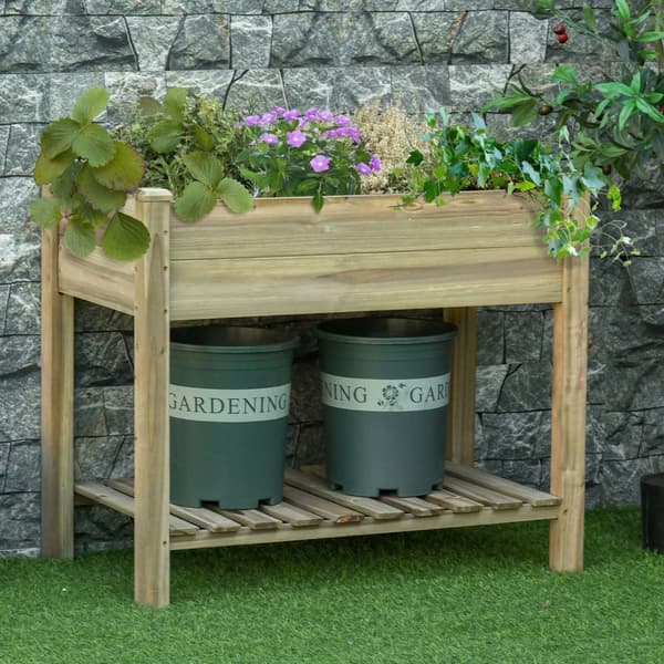 Rootzin kohotettu puinen istutus - puutarhakerros - puinen kukkarasia - selkäystävällinen muotoilu - 91L x 51W x 76h cm