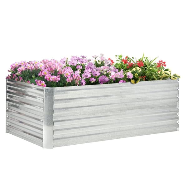 Rootz Steel Plant Pot - Flower Bed - Raised Garden Bed - Longevity - 180 cm x 90 cm x 59 cm - Sølv - indendørs og udendørs brug