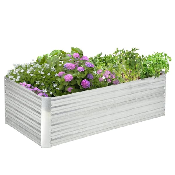 Rootz Steel Plant Pot - Flower Bed - Raised Garden Bed - Longevity - 180 cm x 90 cm x 59 cm - Sølv - indendørs og udendørs brug