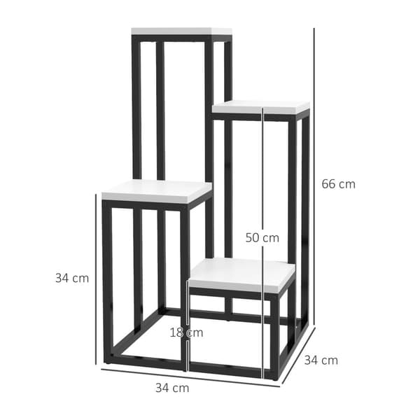 Rootz Plant Shelf - Flower Shelf - Indoor Plant Rack - Industrial Design - 4 nivåer, robust stålram - 34 x 34 x 66 cm