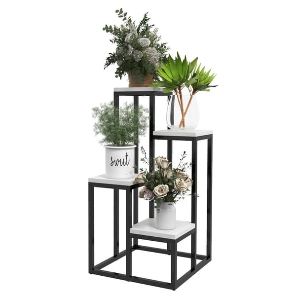 Rootz Plant Shelf - Flower Shelf - Indoor Plant Rack - Industrial Design - 4 nivåer, robust stålram - 34 x 34 x 66 cm