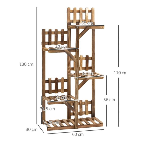 Rootz Wooden Flower Tikkaat - Kasvijalusta - Kasvituet - Hiilihiänty - 60 x 30 x 130 cm - Sisä-/ulkokäyttö - helppo kokoonpano