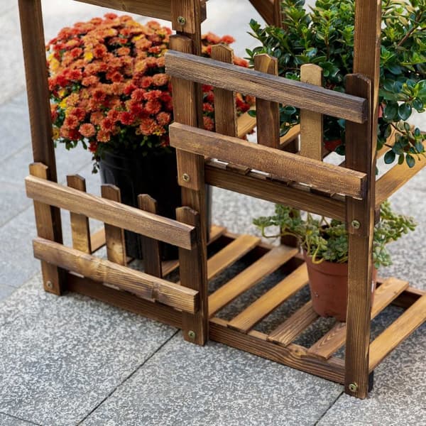 Rootz Wooden Flower Tikkaat - Kasvijalusta - Kasvituet - Hiilihiänty - 60 x 30 x 130 cm - Sisä-/ulkokäyttö - helppo kokoonpano