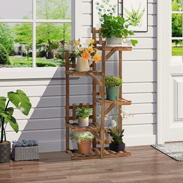 Rootz Wooden Flower Tikkaat - Kasvijalusta - Kasvituet - Hiilihiänty - 60 x 30 x 130 cm - Sisä-/ulkokäyttö - helppo kokoonpano