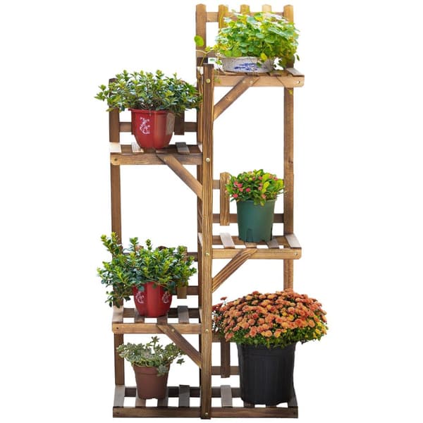 Rootz Wooden Flower Tikkaat - Kasvijalusta - Kasvituet - Hiilihiänty - 60 x 30 x 130 cm - Sisä-/ulkokäyttö - helppo kokoonpano