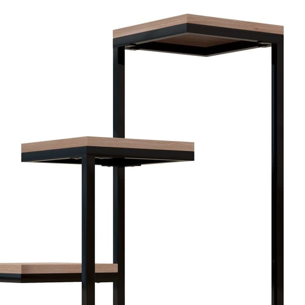 ROOTZ INDUSTRIAL PLANTHOLL - Blomsterstativ - Metal- og trævisning - 4 niveauer - Sturnet og stilfuld - 40 cm x 40 cm x 75,5 cm