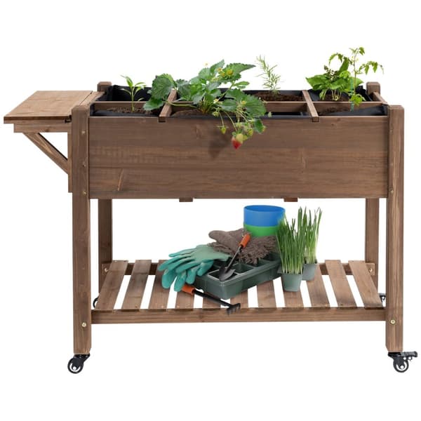 Rootz hævet seng på stand - Mobile Vegetable Garden - Planter on Wheels - Irrigation Inserts - 123 cm x 54 cm x 87 cm